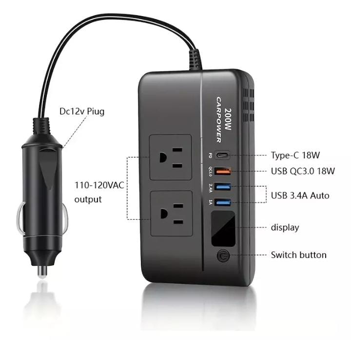 Convertidor De Corriente Para Auto 200w8